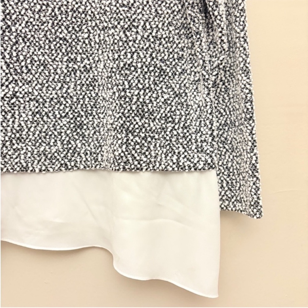 Suzy Black & White Popcorn Knit Sweater Asymmetrical Blouse Trim – Size XL EUC - Picture 7 of 14